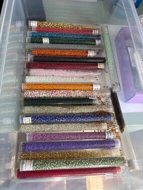 Glass Seed Beads | 20+ Tubes | Green, Purple, Pink, Orange, Blue | 1.5 lbs